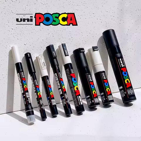 Uni POSCA Hot Marker Pens ,White Waterproof Marcadores Water-Based Acrylic Plumones Colores Black ,G