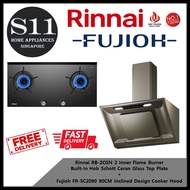 Rinnai RB-2CGN 2 Inner Flame Burner  Built-In Hob Schott Ceran Glass Top Plate + Fujioh FR-SC2090 90CM Inclined Design Cooker Hood BUNDLE DEAL - FREE DELIVERY