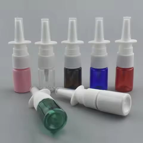 100Pcs/Lot Plastic Nasal Spray Bottle Empty Pump Sprayer Portable 5ml Oral Spray Atomizer Nose Pump 
