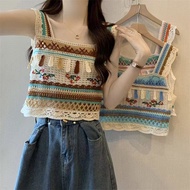 【 online_ph】Fashion Crop-Top Crochet Sleeveless Camisole Women's Top 03S