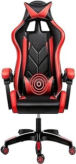 Office Chair Desk Chair E-Sports Chair Recliner Liftable Office Desk Chair Ergonomic Racing Chair Massage Lumbar Support Work Chair (Color : Black Red) Full moon (Black Red) Stabilize