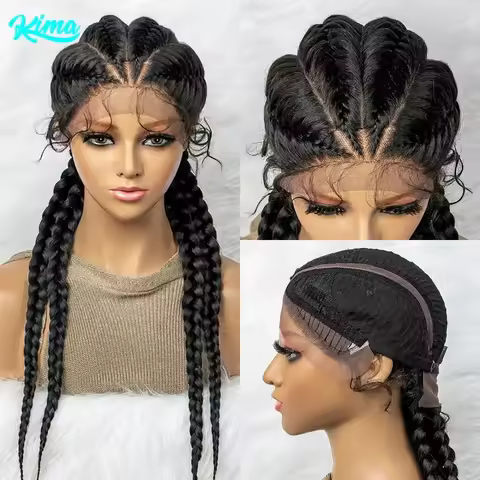 26 Inches Synthetic Lace Front Wigs Braided Wigs Lace Front Dutch Twins Cornrows Braids Wig With Bab