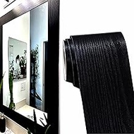 DESOMINOR 11 Yard Black Border Peel &amp;Stick Black Wood Grain Wallpaper Border Removable Waterproof Bathroom Mirror Frame Sticker