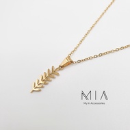 MIA 1 Piece Stainless Gold Necklace 16-18 inches Chain Gold Leaf Bay Leaf Pendant