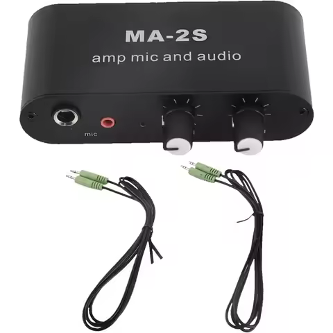 [NEW!A25P】 MA-2S Microphone Music Mixer Preamp Amplifier 1Set 6.5Mm Dynamic 3.5Mm Condenser DC5-12V 