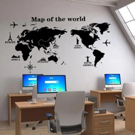 World Map Sticker Black Wall Poster Decorative Sticker Wallpaper Map World Map 60 x 90 cm