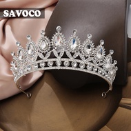 SAVOCO Women Baroque Luxury Zircon Big Crown Wedding Princess Party Headdress Fashion Hair Jewelry A