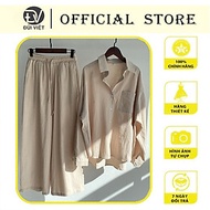 Bộ bv08 thời trang trẻ 2025 với áo sơ mi và quần dài lưng chun hách dáng đỉnh cao