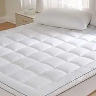 REDKEY Queen Size Mattress Pad 3D Polyester Mattress Topper with 18'' Deep Pocket Soft Mattress Protector Cover Queen White