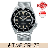 [Time Cruze] Seiko 5 Sports SRPD73 Automatic Stainless Steel Mesh Band Black Dial Men Watch SRPD73K SRPD73K1