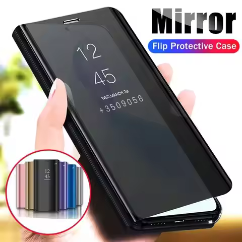 Mirror Flip Leather Case For Huawei P30 Pro P40 Lite P20 Pro Shockproof Case Honor 200 400 Pro Lite