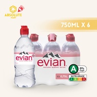 * [SINGLEPACK] Evian Mineral Water Sports Cap 750ML X 6 (BOTTLE)
