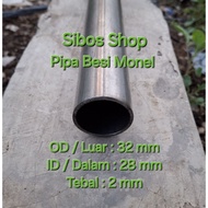 Monel Iron Pipe Od 32mm Id 28mm Thickness 2mm Length 20cm to 150cm | Anti-Rust Heat Resistant