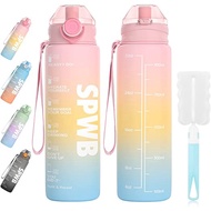 900ml Water Bottle Jumbo Pastel Sports Tumbler with Time Marker FREE Strap-BPA Water Tumbler
