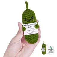 Emotional Support Pickle Crochet, Handmade Emotional Support Pickle Cucumber for Friends/Family, Cut