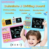 2-in-1 Kids Math Calculator+LCD Drawing Tablet–Educational Toy for Age 3-8, Blue/Pink/Yellow , Reusa