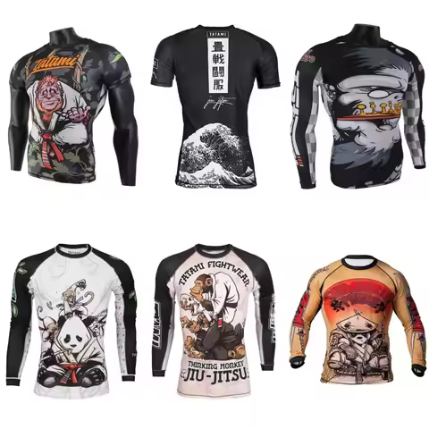 Men's Monkey Boxing Training Tight T-shirt Boxing Suit Sanda Tiger Taekwondo Sports Shirt Gym Fighti