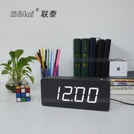 Creative wooden clock wooden clock Creative wooden Alarm clock wooden clock Three Sets Brightness Al