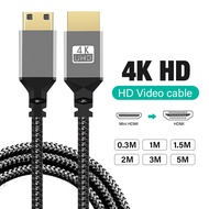 0.3m 1m 2m 3m 5m Mini HDMI To HDMI-compatible Cable 4K 60Hz High-Speed Braided  2.0 Cord for HDTV Ta