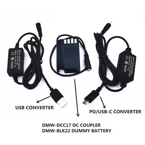 Power Bank USB Cable+PD Converter DMW-DCC17 DC Coupler DMW-BLK22 BLK22 Dummy Battery For Panasonic L