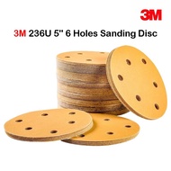 3M 236U 122mm 5" 6 Holes Velcro Gold Dry Sanding Disc