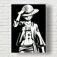 Poster One Piece Monkey D Luffy Hitam Putih (Black-White) Edition Ukuran A4 HD