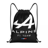Alpine F1 Team Logo Drawstring Backpack Beg Gim Sukan String Sackpack Untuk Bersenam