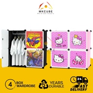 4 Wardrobe DIY Cartoon Wardrobe Cabinet Cube Rack Clothes Storage Bedroom Wardrobe Cabinet Almari