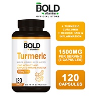 Bold Vitamins Turmeric Curcumin Supplement (120 Caps) 1500mg 95% Curcuminoids, Joint & Heart Support