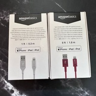 [🇺🇸直送] apple授權 iphone lightning cable 尼龍 充電線  Amazon Basics mfi認證 mfi certified  (叉電線 差電線)