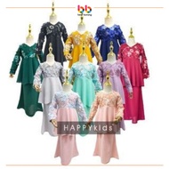 HAPPYkids Baju Raya 2024 Baju Kurung Budak Perempuan Peplum Baju Kanak2 Perempuan Kid Girls Fashion Baju Kurung Lace