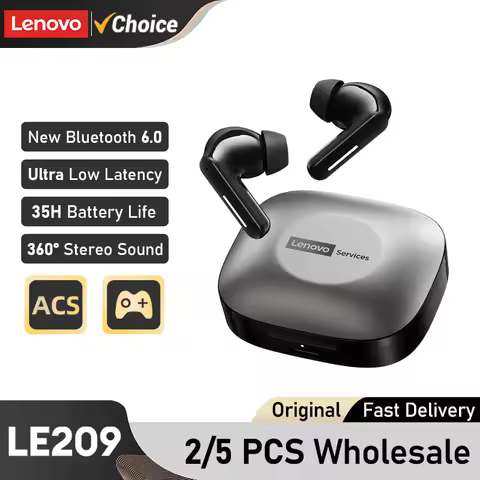 2/5 PCS Lenovo LE209 Wireless Earphones Noise Cancelling Bluetooth 6.0 Headphone HiFi Music HD Call 