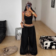 Women's Summer Concert Street Style Y2K Casual Daily Wear Sports Outfit Gyaru Style Cutout Fitted Ta