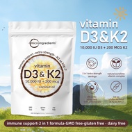 Vitamin D3+K2 D3+K2 300 Capsules Mct D3 Formula 10000IU+K2 200mcg Calcium-Bone Supplement Dietary