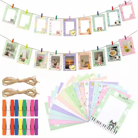 18Pcs Wall Hanging Paper Photo Frame Kit with String and Clip for Decor Wall Hanging Paper Photo Fra