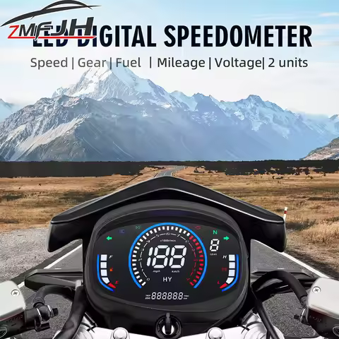 Digital Speedometer Motorcycle LED Instrument Speed Indicator RPM Fuel Level Gauge Voltage Gear For 