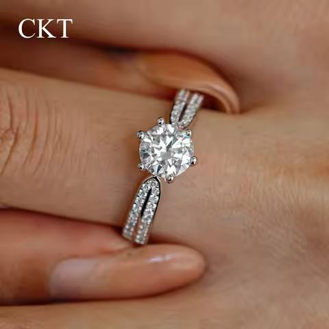 CKT Original Ring Sparkling D Color 3ct Moissanite Diamond Platinum Pt950 Wedding Band 18k White Gol