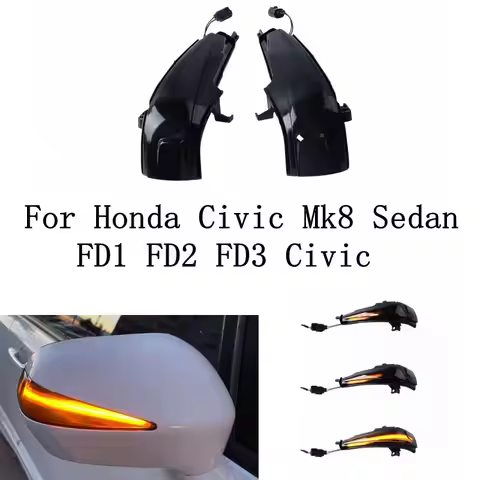 2pcs LED Dynamic Turn Signal Light Side Mirror Blinker Arrow Sequential Repeater For Honda Civic Mk8
