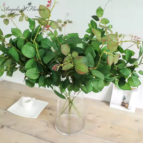 Green Plants for Decoration, Silk Rose, Peony Leaf, DIY Wedding, Hotel, Living Room, Christmas Decor