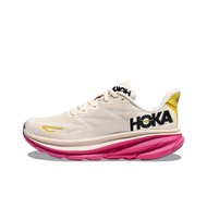 HOKA ONE Clifton 9 Women's Anti Slip/Durable/Breathable/Low Cut Running Shoe (Egg Wine Champagne White)