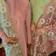 SELEMPANG PERMATA SHAWL VENEIL DESIGN FLORAL RAYA 2026 NEW ARRIVAL MATERIAL ORGANZA SULAM BIKU