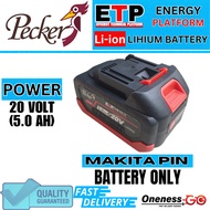 "PECKER - 20 VOLT 5.0AH BATTERY ETP RED BATTERY ONLY MAKITA PIN"