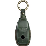 HIBEYO Leather Key Fob Cover for Mercedes Benz A-Class C-Class E-Class G-Class S-Class W213 Amg E63 