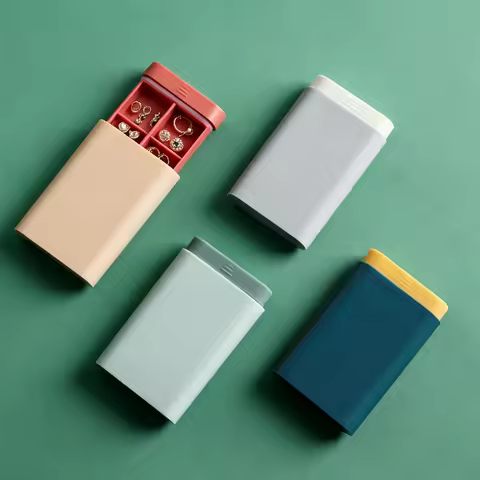 1pc PcMini Portable Small Jewelry Box Travel Stud Earrings Organizer Sealed Storage Box 7-Day Compar