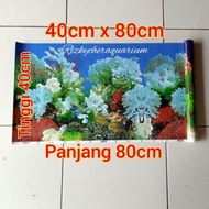 Wallpaper Gambar Aquarium 40 X 80cm (Delapan ) Tinggi 40cm panjang 80cm