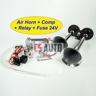 CS 150db 12V 24V Dual Trumpet Air Horn Compressor Kit For Train Car Truck Lorry Boat Loud Relay Hon 