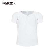 Sculptor Casper Collaborative สีขาว เสื้อยืดแขนสั้น ผู้หญิง เสื้อท่อนบน ผ้าฝ้าย Blend ลำลอง หลวม Fit