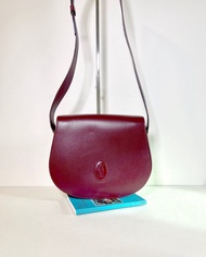 卡地亞Must de Cartier深紅色斜側背包肩背孭手袋 中古vintage