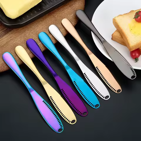 430Stainless Butter Knife Holes Cheese Dessert Knife Steel Jam Knife Cutlery Toast Wipe Cream Bread 