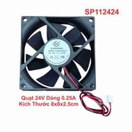24V Fan, 0.25A Current, Dimensions 8x8x2.5cm